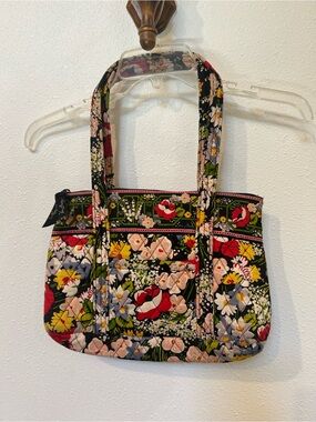 Vera Bradley Black Floral Quilted Shoulder Bag